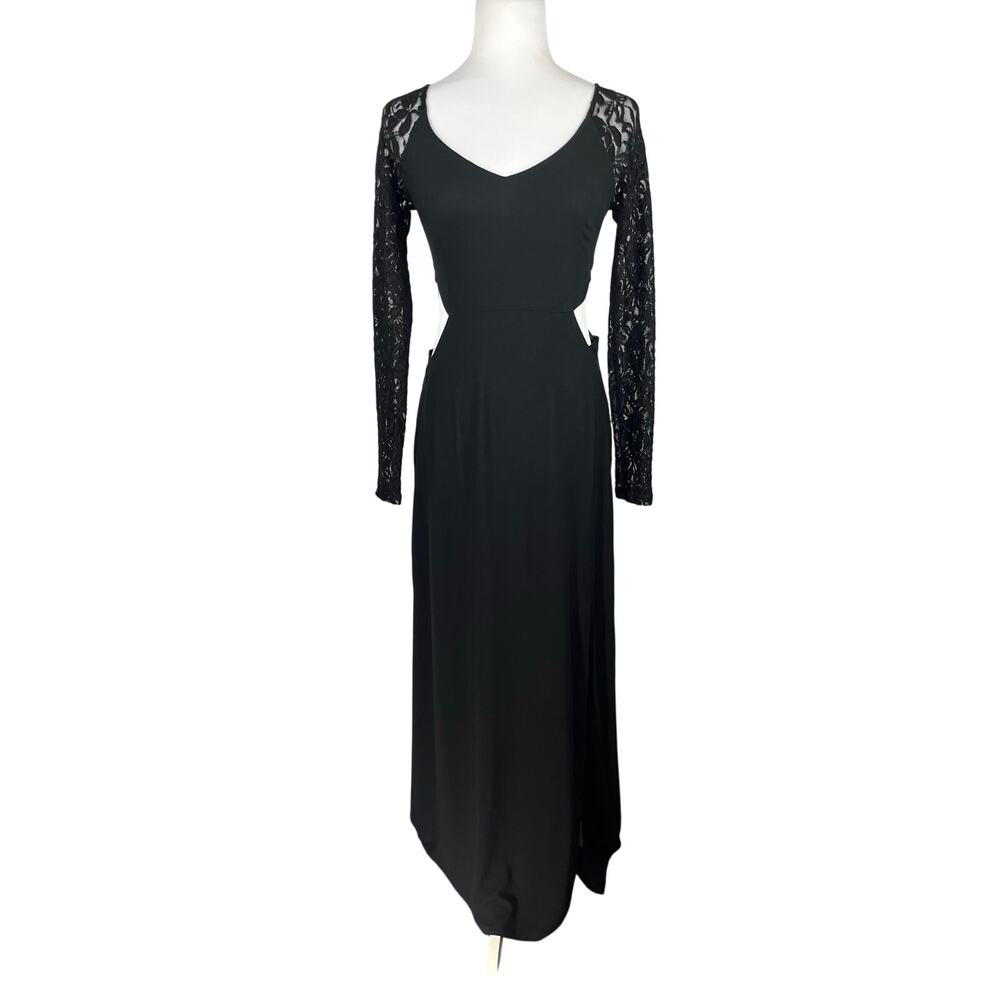 Express Black Lace Cut Out Maxi Dress Long Sleeve NWT